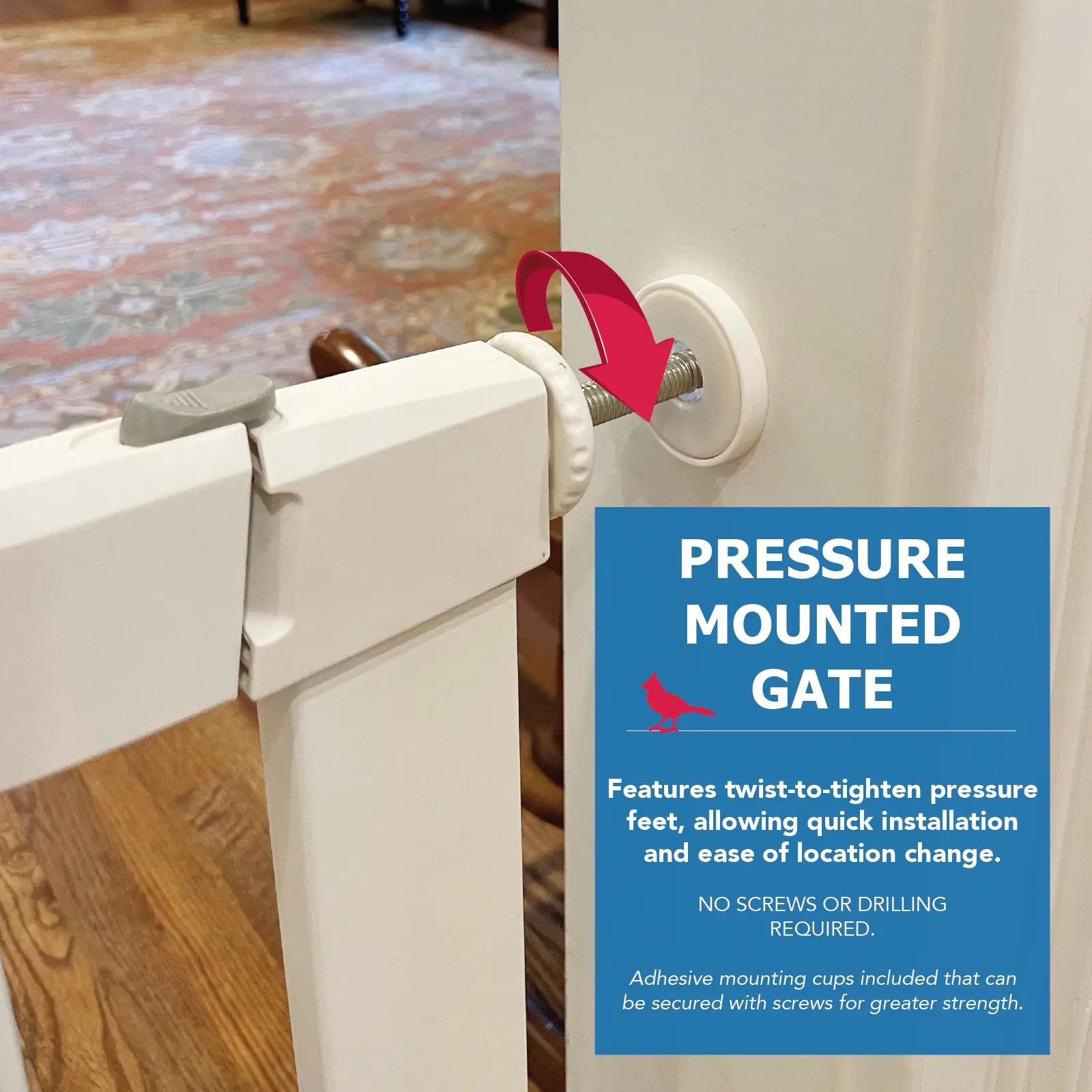 Cardinal Gates PG26 Pressure Mounted  Gate, No Drilling Required, Choose Your Opening Width
