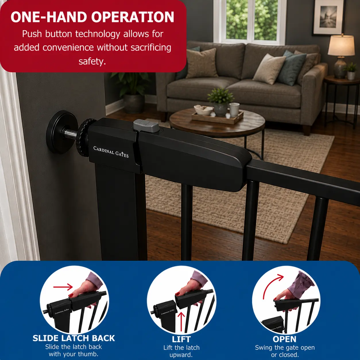 Cardinal Gates PG26 Pressure Mounted  Gate, No Drilling Required, Choose Your Opening Width