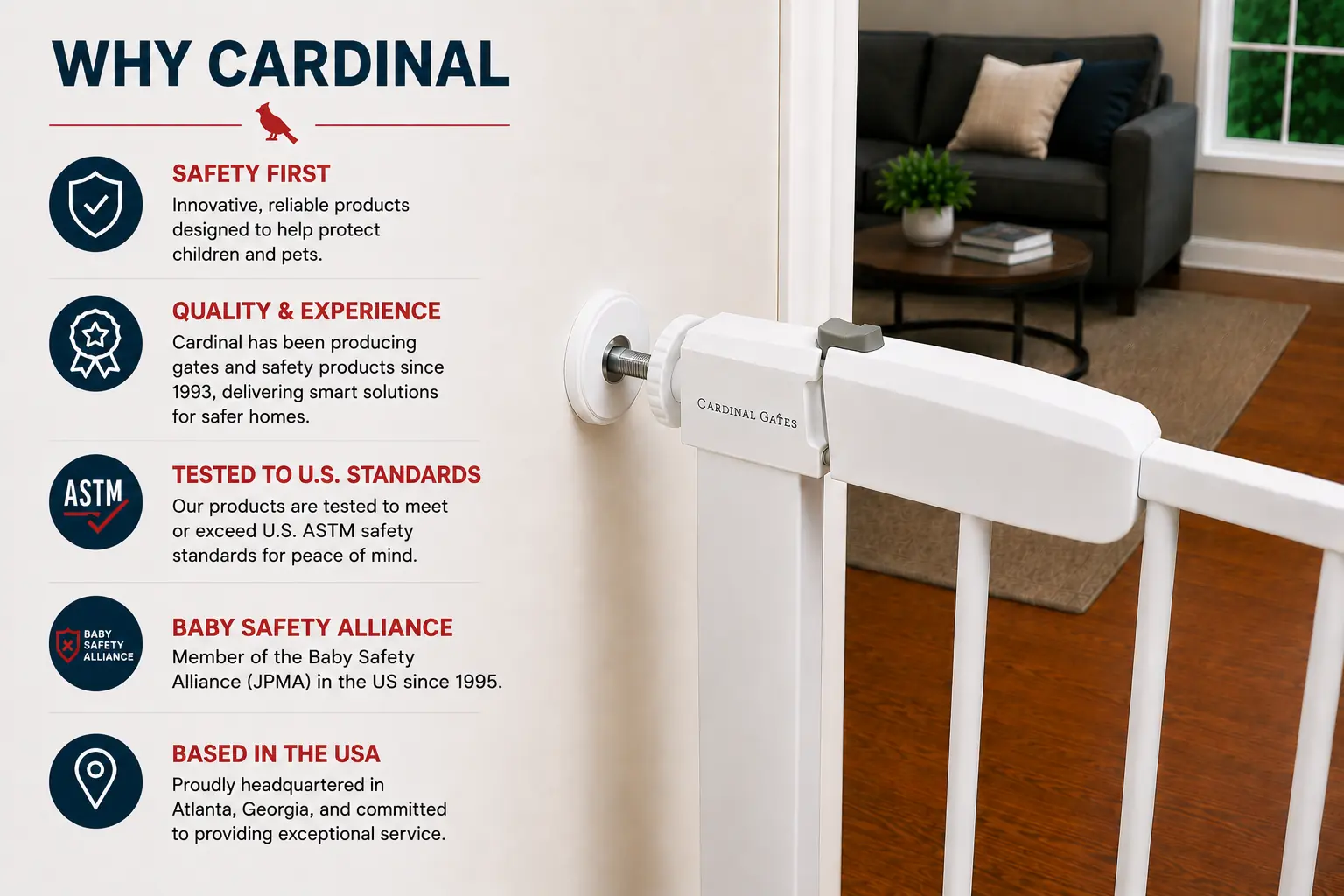 Cardinal Gates PG26 Pressure Mounted  Gate, No Drilling Required, Choose Your Opening Width